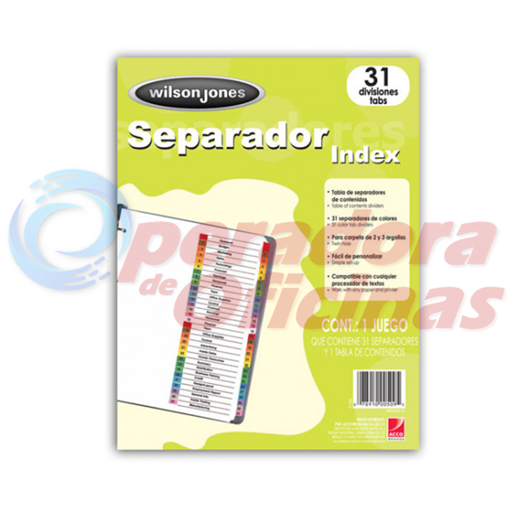 SEPARADOR INDEX 31/DIV P1366 WJ ACCO – Operadora de Oficinas